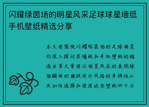 闪耀绿茵场的明星风采足球球星墙纸手机壁纸精选分享